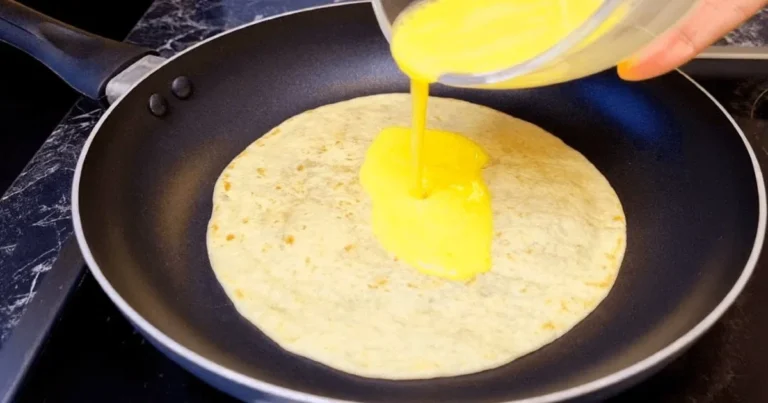 Over a tortilla, pour eggs for a tasty family-friendly dinner